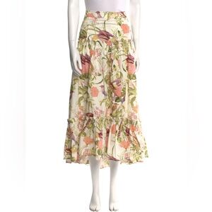Cara Cara Georgica midi skirt in the Tropical Bird Ivory print size 2